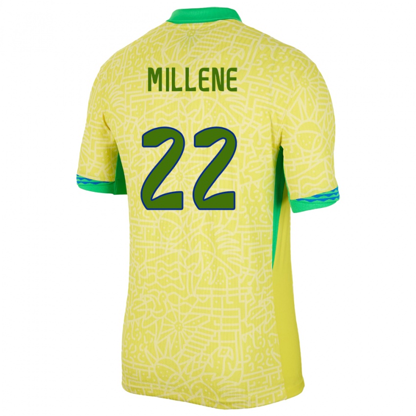 Niño Camiseta Brasil Millene #22 Amarillo 1ª Equipación 24-26 La Camisa Perú