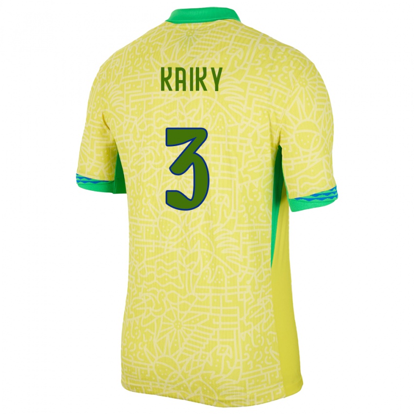 Niño Camiseta Brasil Kaiky #3 Amarillo 1ª Equipación 24-26 La Camisa Perú