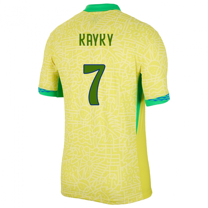 Niño Camiseta Brasil Kayky #7 Amarillo 1ª Equipación 24-26 La Camisa Perú