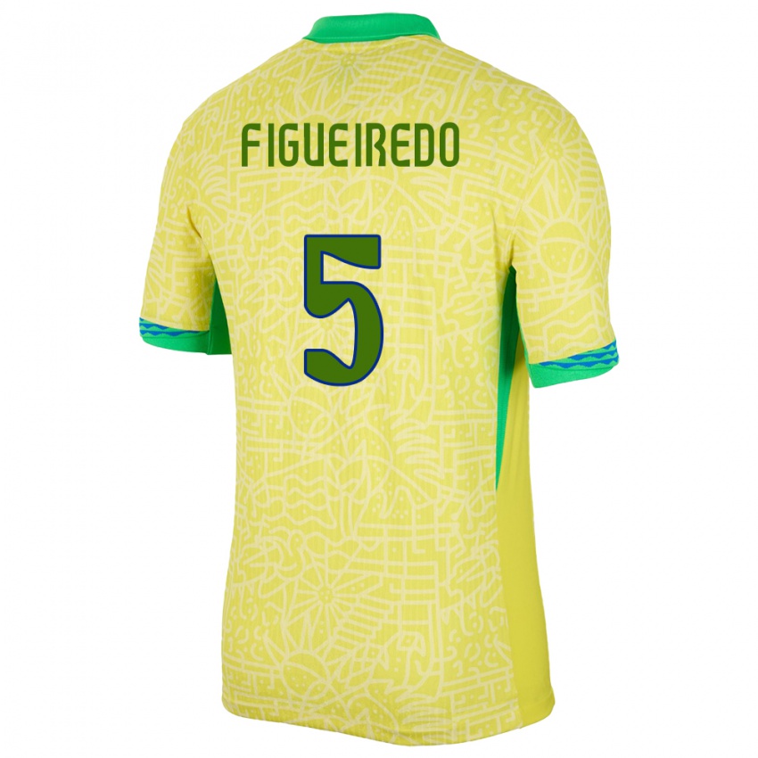 Niño Camiseta Brasil Vitor Figueiredo #5 Amarillo 1ª Equipación 24-26 La Camisa Perú