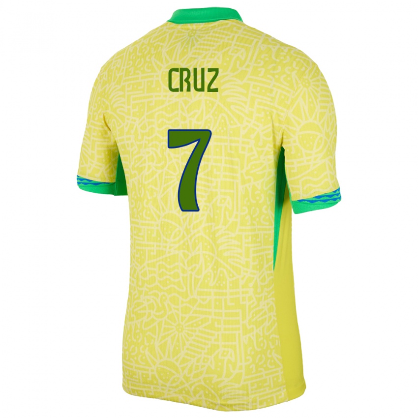 Niño Camiseta Brasil Joao Cruz #7 Amarillo 1ª Equipación 24-26 La Camisa Perú