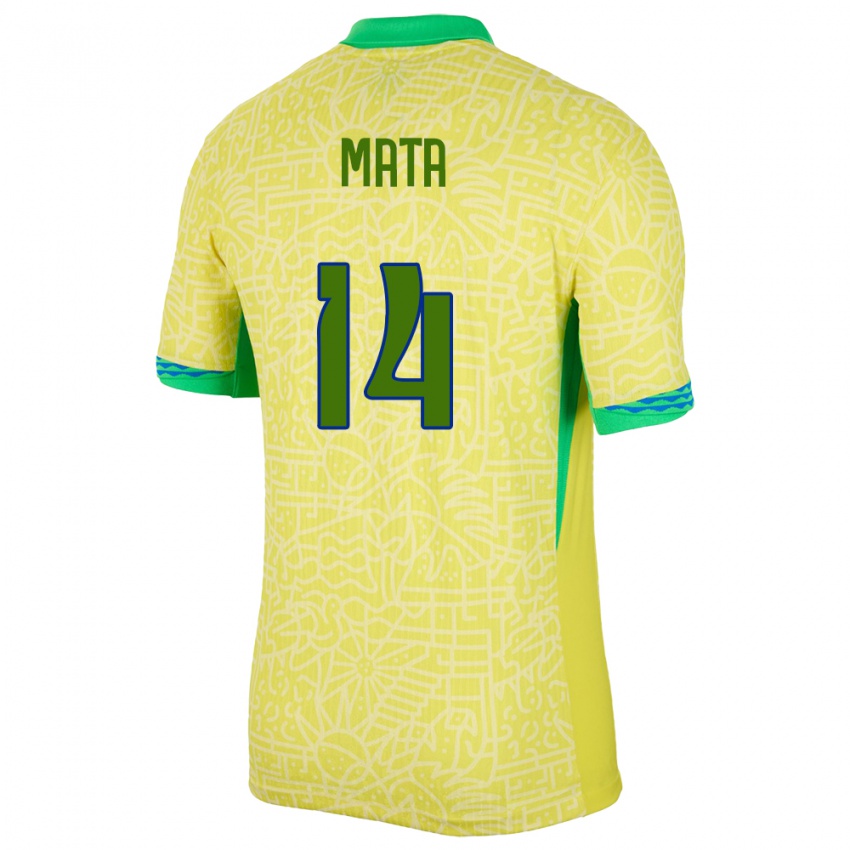 Niño Camiseta Brasil Da Mata #14 Amarillo 1ª Equipación 24-26 La Camisa Perú