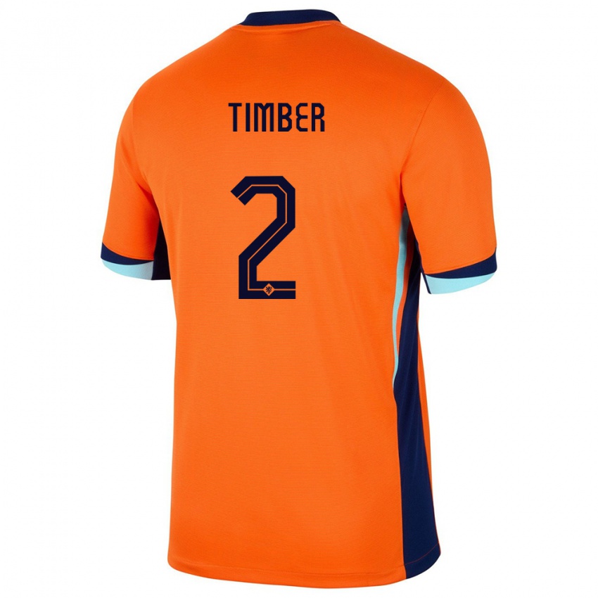 Niño Camiseta Países Bajos Jurrien Timber #2 Naranja 1ª Equipación 24-26 La Camisa Perú