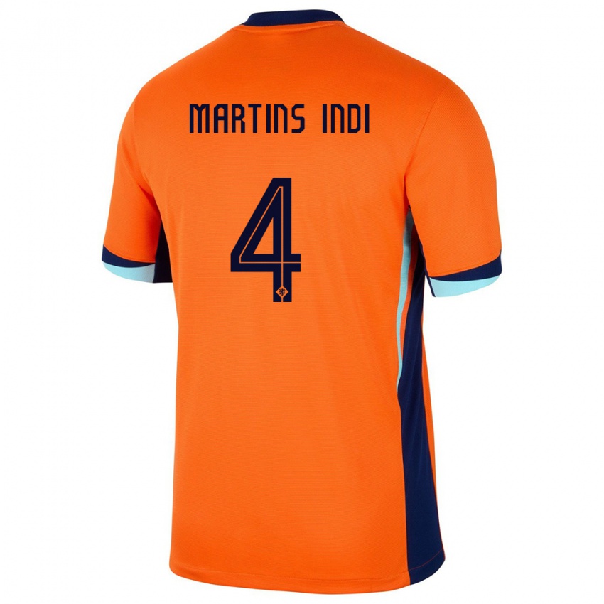 Niño Camiseta Países Bajos Bruno Martins Indi #4 Naranja 1ª Equipación 24-26 La Camisa Perú