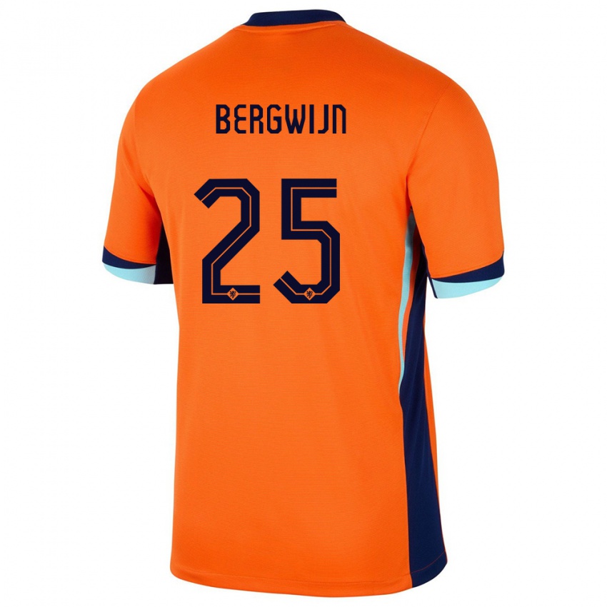 Niño Camiseta Países Bajos Steven Bergwijn #25 Naranja 1ª Equipación 24-26 La Camisa Perú