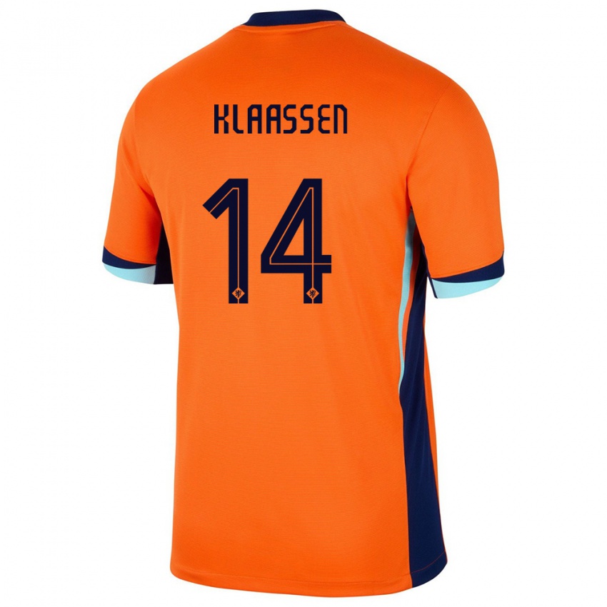 Niño Camiseta Países Bajos Davy Klaassen #14 Naranja 1ª Equipación 24-26 La Camisa Perú