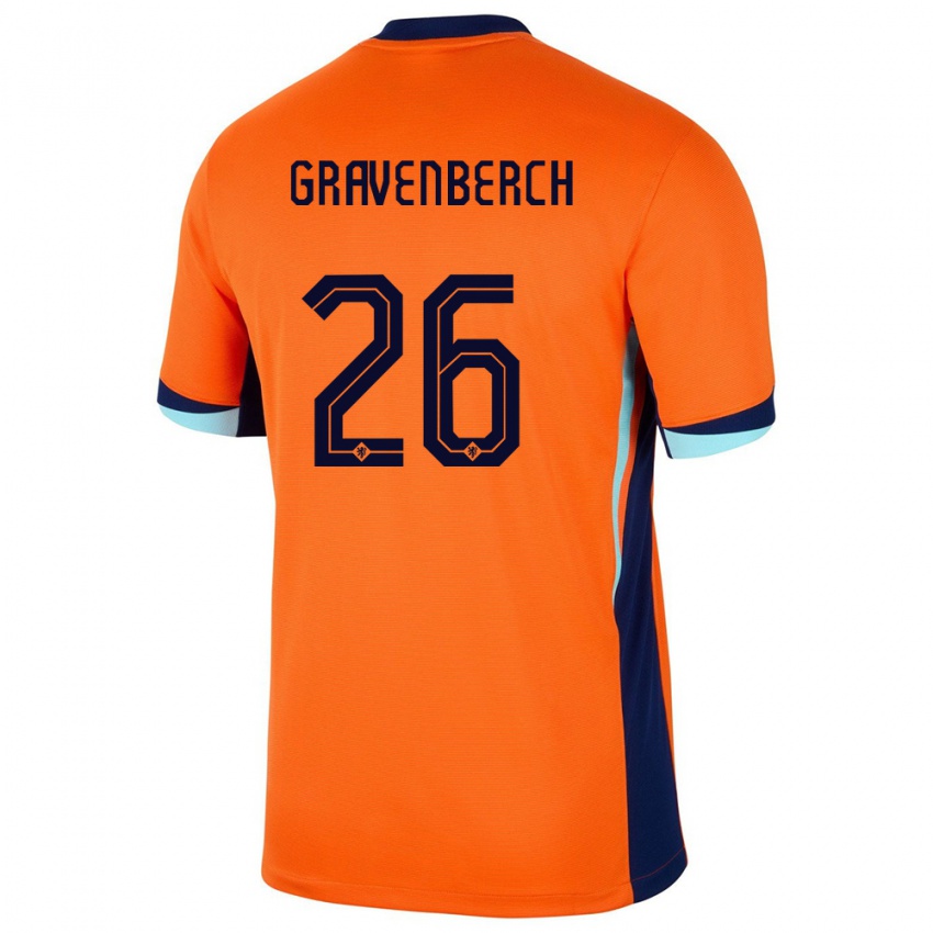 Niño Camiseta Países Bajos Ryan Gravenberch #26 Naranja 1ª Equipación 24-26 La Camisa Perú