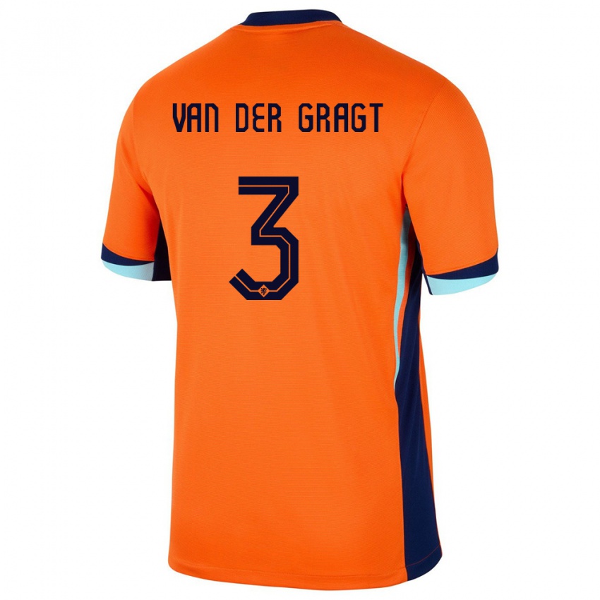 Niño Camiseta Países Bajos Stefanie Van Der Gragt #3 Naranja 1ª Equipación 24-26 La Camisa Perú