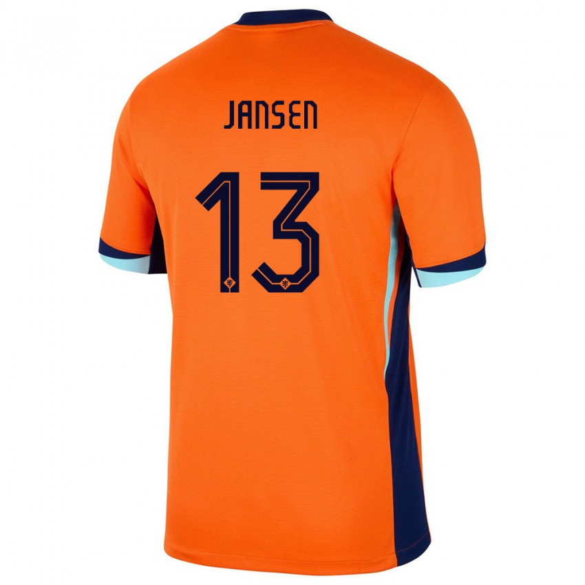 Niño Camiseta Países Bajos Renate Jansen #13 Naranja 1ª Equipación 24-26 La Camisa Perú