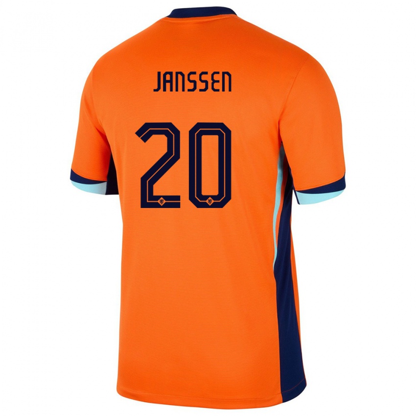 Niño Camiseta Países Bajos Dominique Janssen #20 Naranja 1ª Equipación 24-26 La Camisa Perú