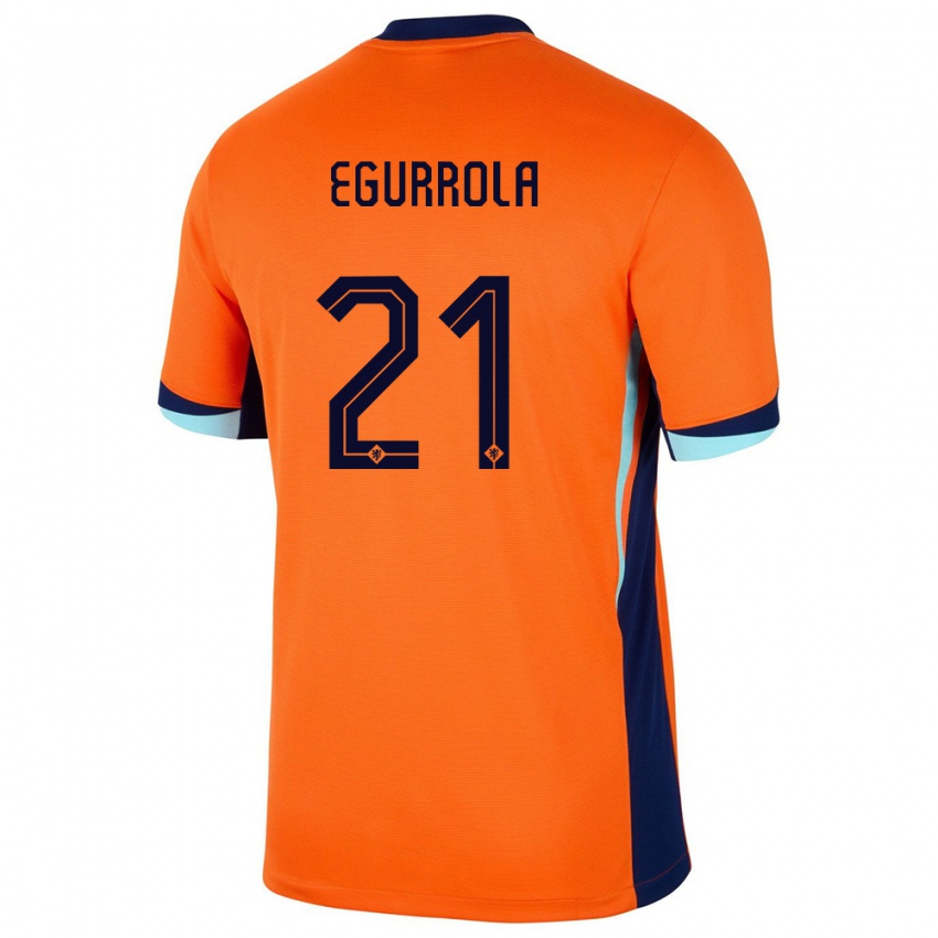 Niño Camiseta Países Bajos Damaris Egurrola #21 Naranja 1ª Equipación 24-26 La Camisa Perú