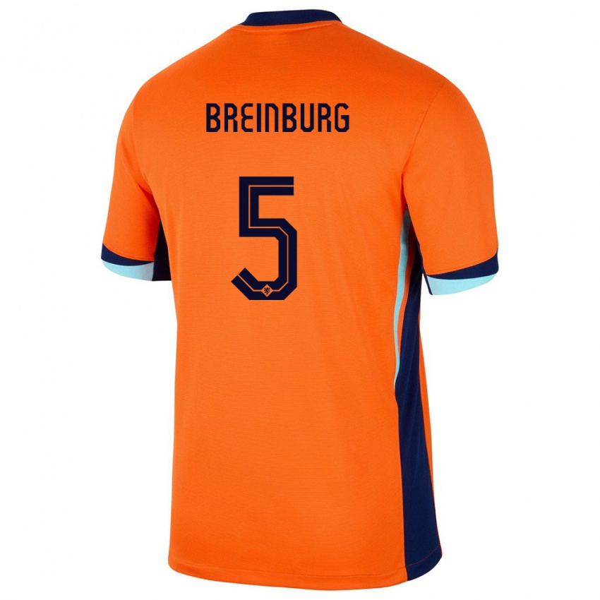 Niño Camiseta Países Bajos Rainey Breinburg #5 Naranja 1ª Equipación 24-26 La Camisa Perú