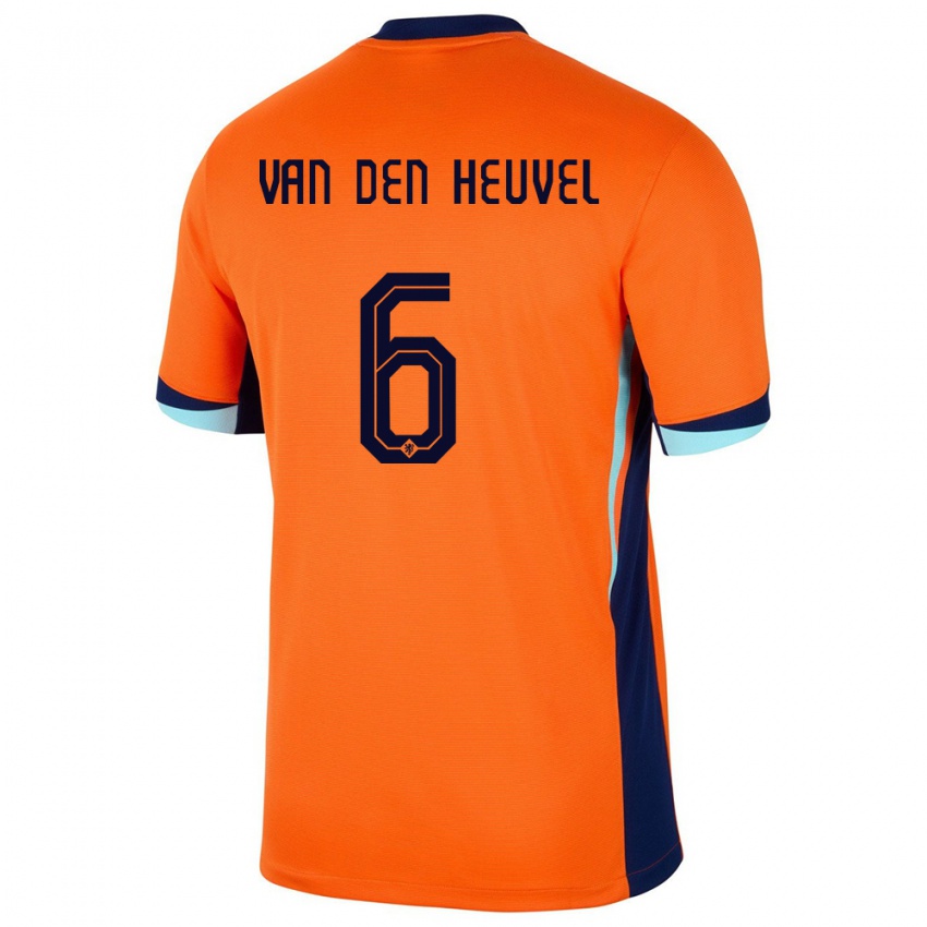 Niño Camiseta Países Bajos Tim Van Den Heuvel #6 Naranja 1ª Equipación 24-26 La Camisa Perú