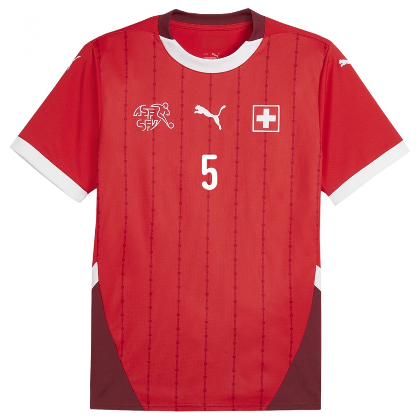 Niño Camiseta Suiza Albian Hajdari #5 Rojo 1ª Equipación 24-26 La Camisa Perú