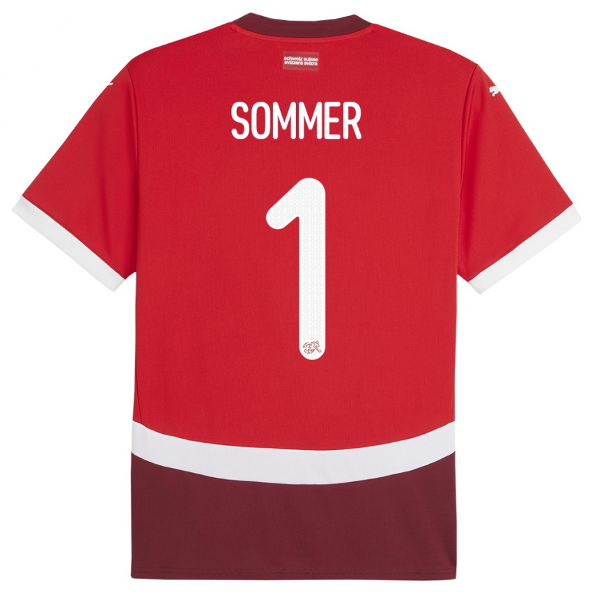 Niño Camiseta Suiza Yann Sommer #1 Rojo 1ª Equipación 24-26 La Camisa Perú