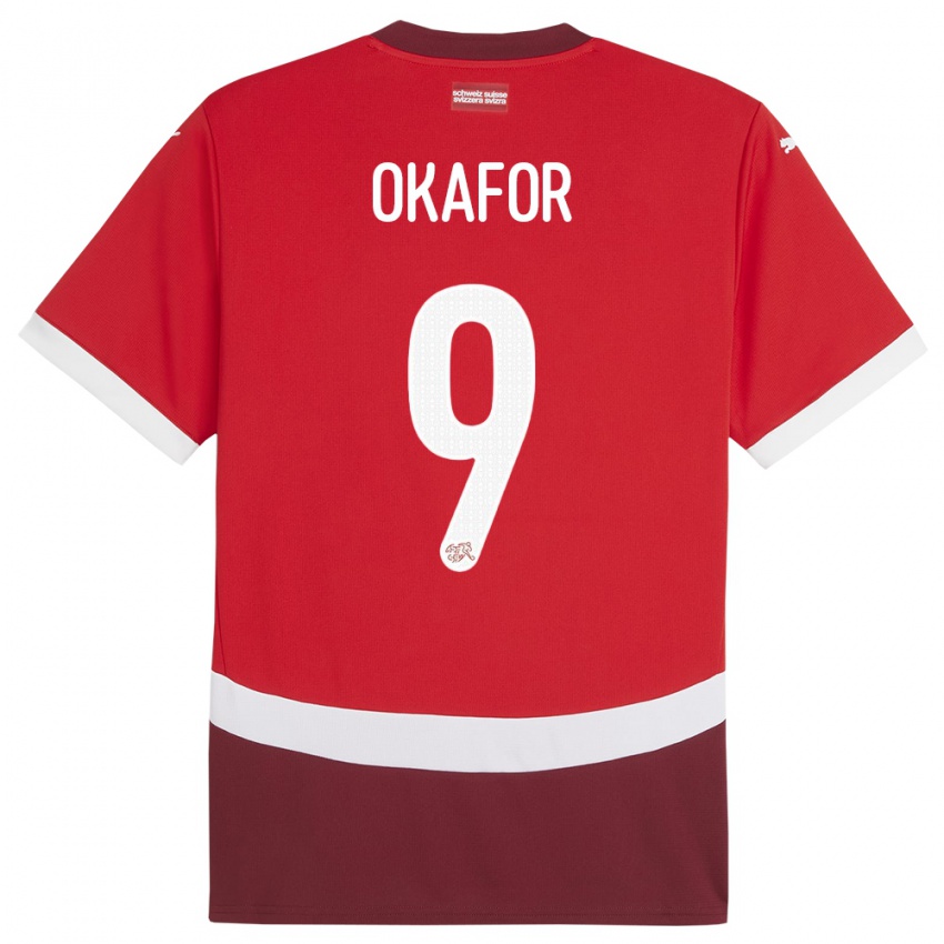 Niño Camiseta Suiza Noah Okafor #9 Rojo 1ª Equipación 24-26 La Camisa Perú