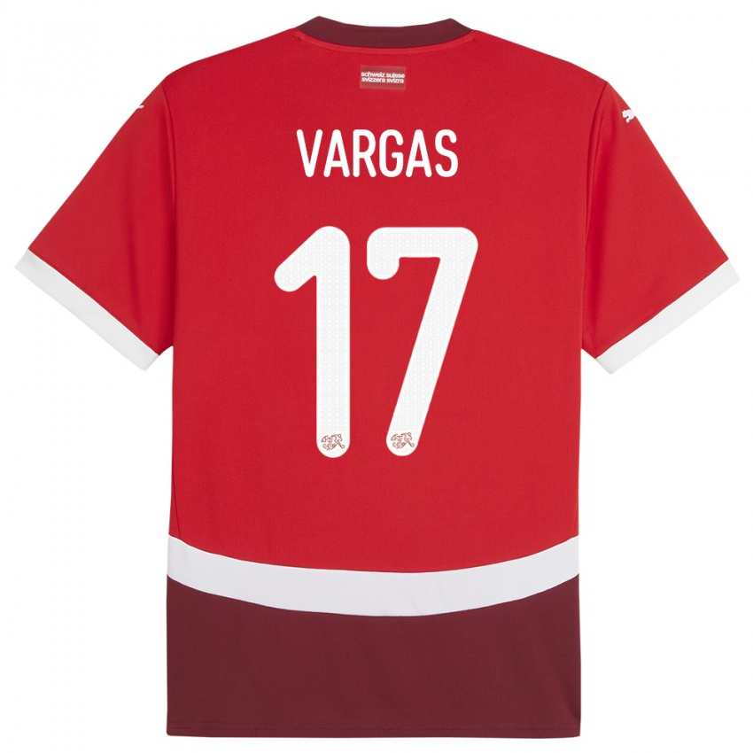 Niño Camiseta Suiza Ruben Vargas #17 Rojo 1ª Equipación 24-26 La Camisa Perú