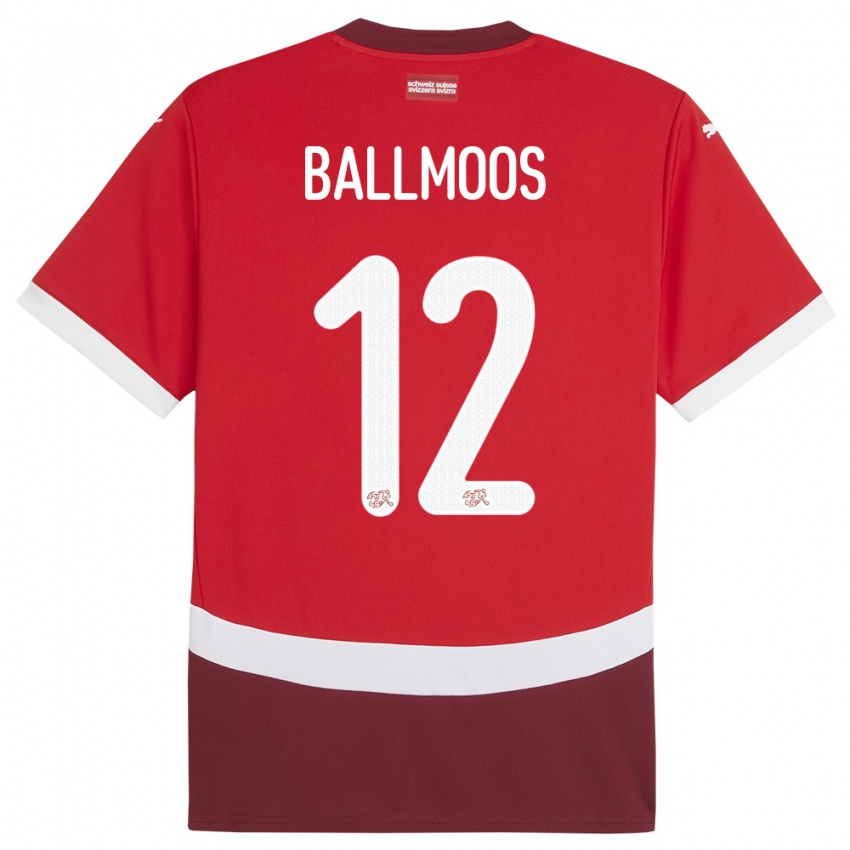 Niño Camiseta Suiza David Von Ballmoos #12 Rojo 1ª Equipación 24-26 La Camisa Perú