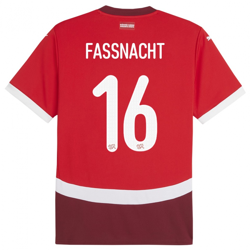 Niño Camiseta Suiza Christian Fassnacht #16 Rojo 1ª Equipación 24-26 La Camisa Perú