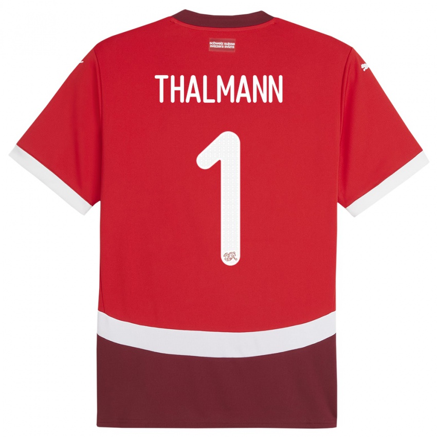 Niño Camiseta Suiza Gaelle Thalmann #1 Rojo 1ª Equipación 24-26 La Camisa Perú