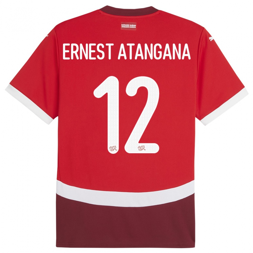 Niño Camiseta Suiza Brian Ernest Atangana #12 Rojo 1ª Equipación 24-26 La Camisa Perú