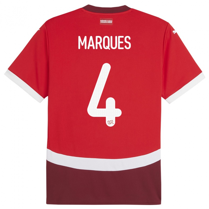 Niño Camiseta Suiza Christian Marques #4 Rojo 1ª Equipación 24-26 La Camisa Perú