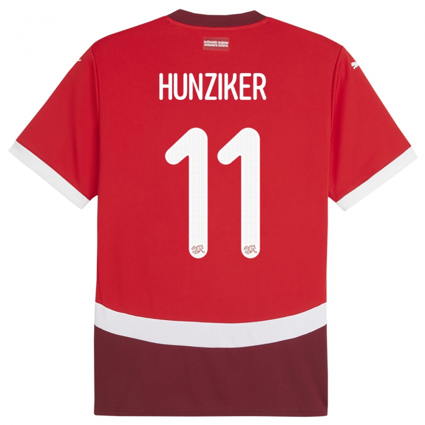 Niño Camiseta Suiza Andrin Hunziker #11 Rojo 1ª Equipación 24-26 La Camisa Perú