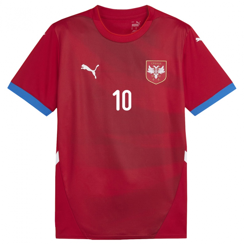 Niño Camiseta Serbia Dusan Tadic #10 Rojo 1ª Equipación 24-26 La Camisa Perú