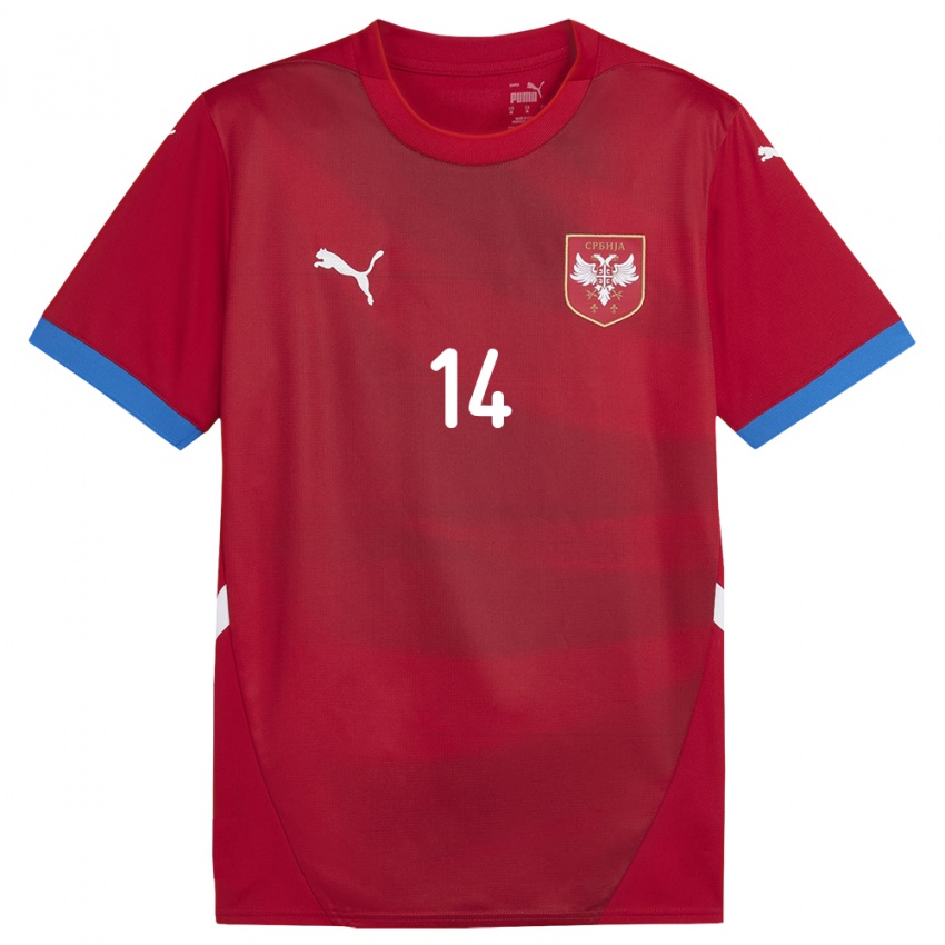 Niño Camiseta Serbia Vesna Milivojevic #14 Rojo 1ª Equipación 24-26 La Camisa Perú