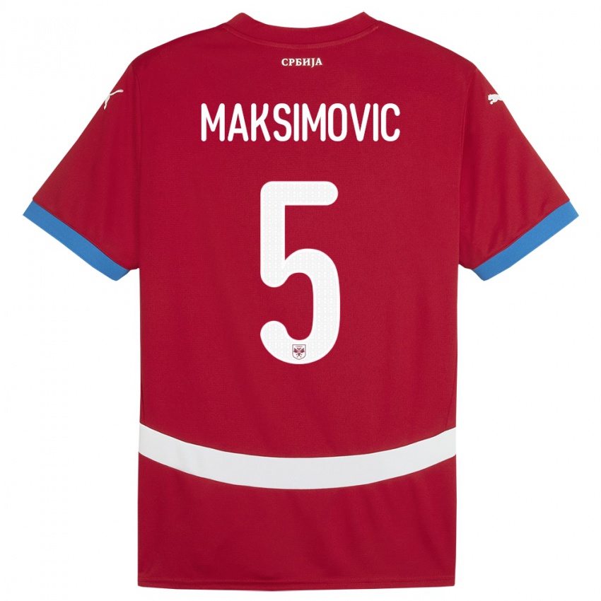 Niño Camiseta Serbia Nemanja Maksimovic #5 Rojo 1ª Equipación 24-26 La Camisa Perú