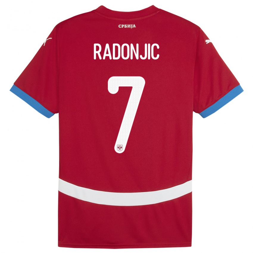 Niño Camiseta Serbia Nemanja Radonjic #7 Rojo 1ª Equipación 24-26 La Camisa Perú