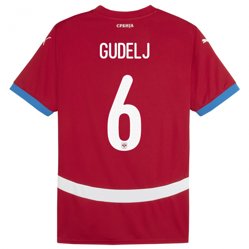 Niño Camiseta Serbia Nemanja Gudelj #6 Rojo 1ª Equipación 24-26 La Camisa Perú