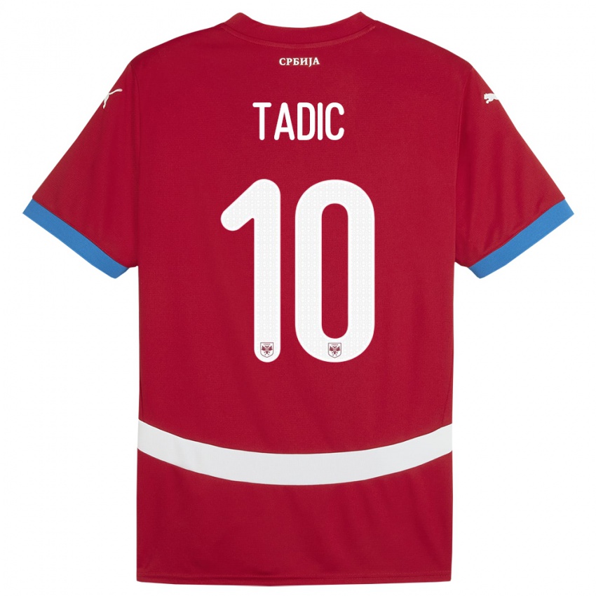 Niño Camiseta Serbia Dusan Tadic #10 Rojo 1ª Equipación 24-26 La Camisa Perú