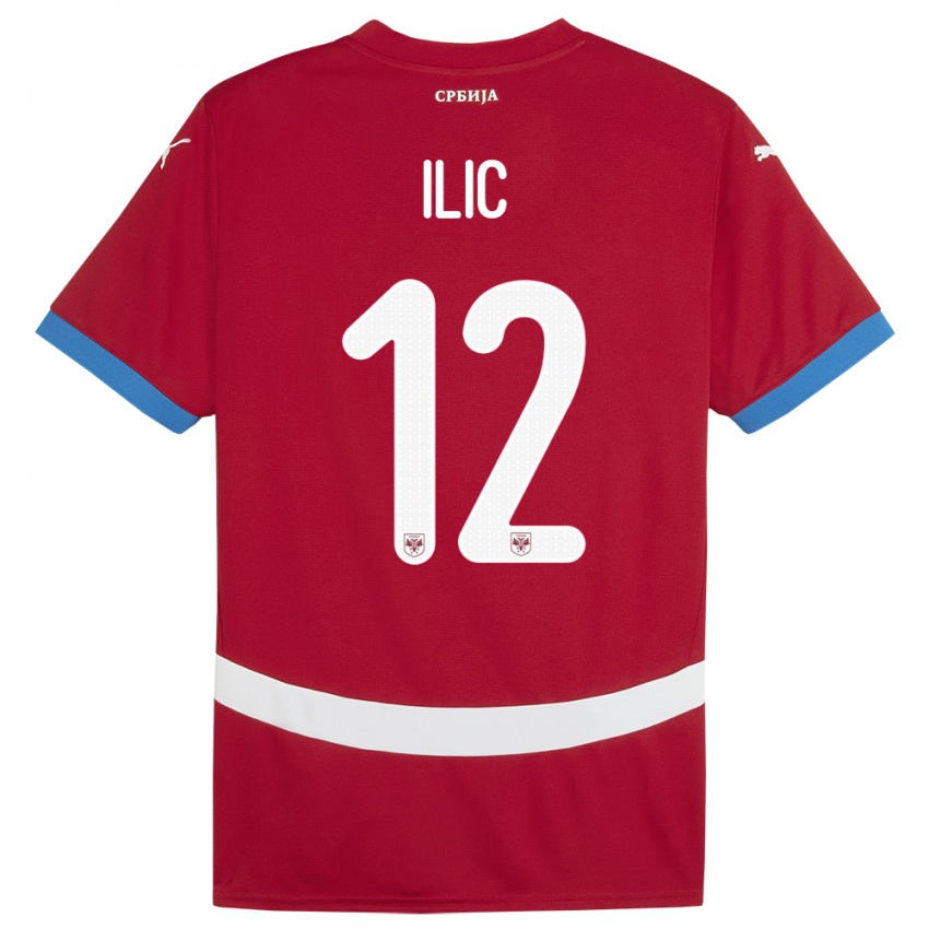 Niño Camiseta Serbia Marko Ilic #12 Rojo 1ª Equipación 24-26 La Camisa Perú