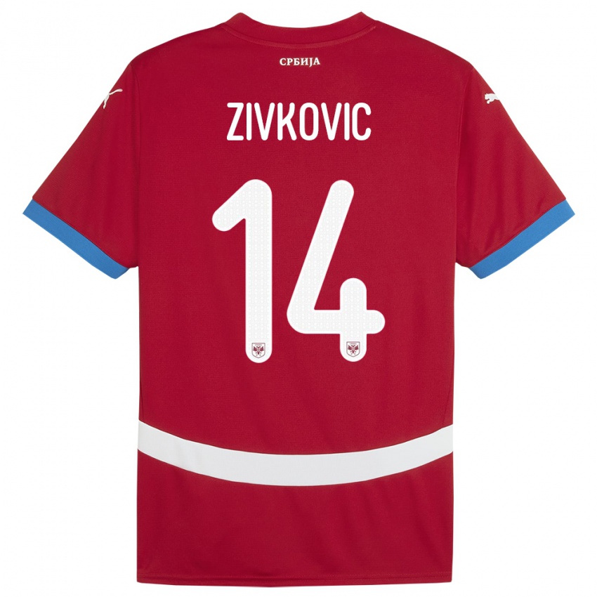 Niño Camiseta Serbia Andrija Zivkovic #14 Rojo 1ª Equipación 24-26 La Camisa Perú