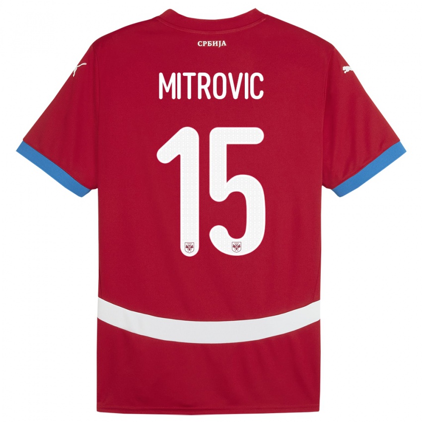 Niño Camiseta Serbia Stefan Mitrovic #15 Rojo 1ª Equipación 24-26 La Camisa Perú