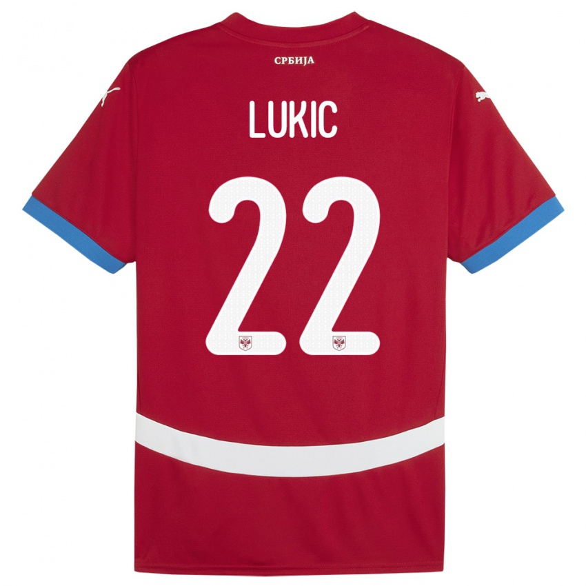 Niño Camiseta Serbia Sasa Lukic #22 Rojo 1ª Equipación 24-26 La Camisa Perú