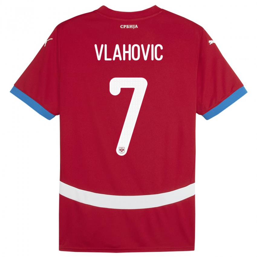 Niño Camiseta Serbia Dusan Vlahovic #7 Rojo 1ª Equipación 24-26 La Camisa Perú