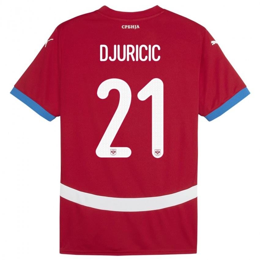 Niño Camiseta Serbia Filip Djuricic #21 Rojo 1ª Equipación 24-26 La Camisa Perú