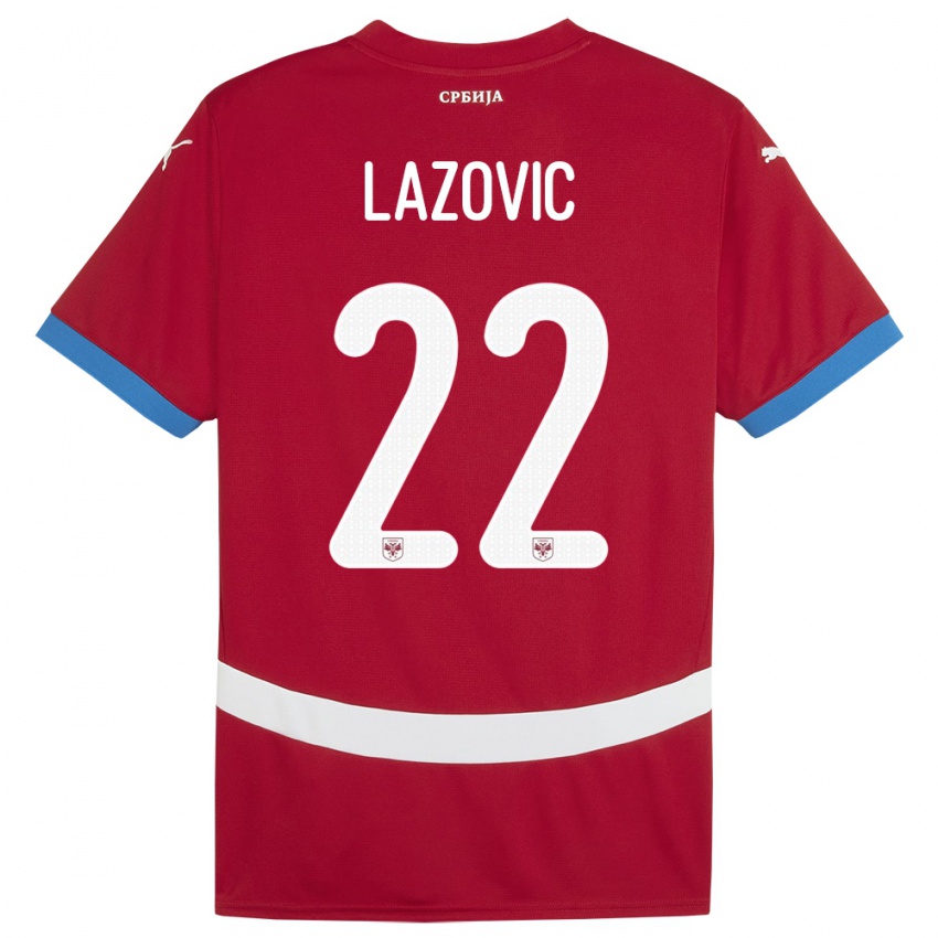 Niño Camiseta Serbia Darko Lazovic #22 Rojo 1ª Equipación 24-26 La Camisa Perú