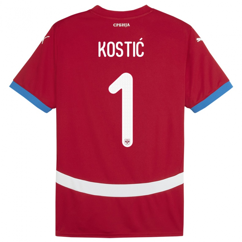 Niño Camiseta Serbia Milica Kostic #1 Rojo 1ª Equipación 24-26 La Camisa Perú