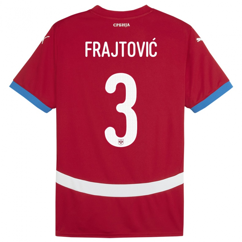 Niño Camiseta Serbia Andela Frajtovic #3 Rojo 1ª Equipación 24-26 La Camisa Perú