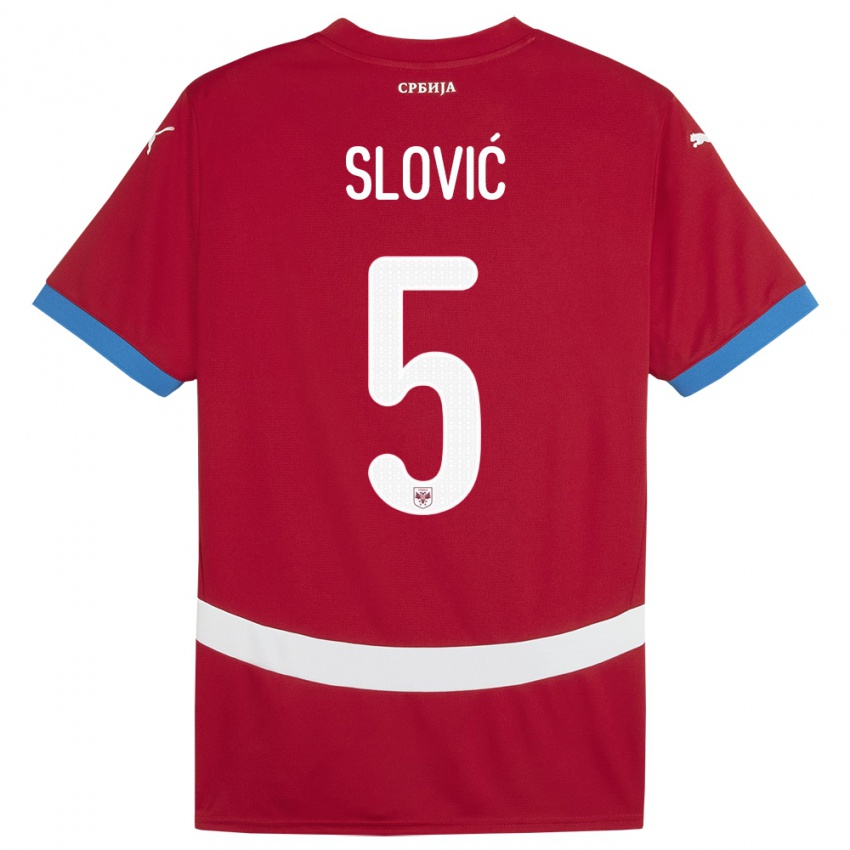 Niño Camiseta Serbia Violeta Slovic #5 Rojo 1ª Equipación 24-26 La Camisa Perú