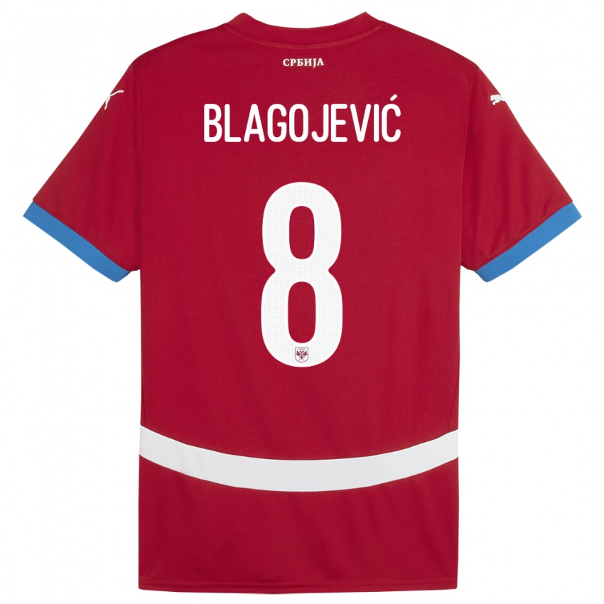 Niño Camiseta Serbia Dina Blagojevic #8 Rojo 1ª Equipación 24-26 La Camisa Perú