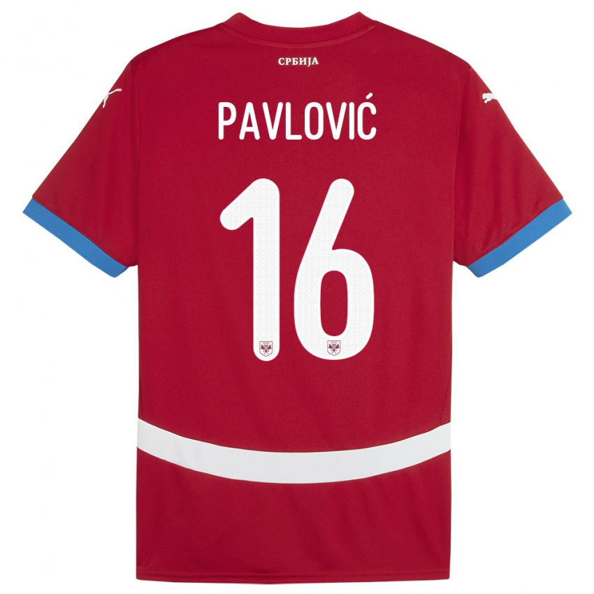 Niño Camiseta Serbia Sara Pavlovic #16 Rojo 1ª Equipación 24-26 La Camisa Perú