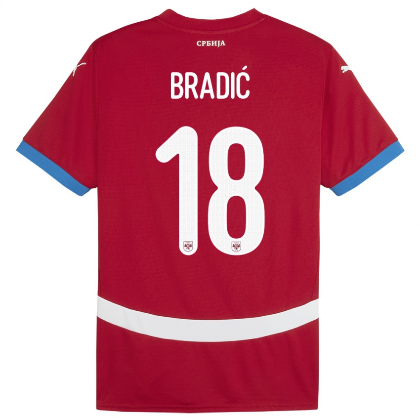 Niño Camiseta Serbia Biljana Bradic #18 Rojo 1ª Equipación 24-26 La Camisa Perú