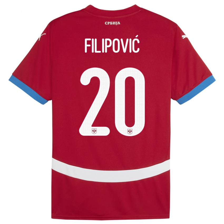 Niño Camiseta Serbia Tijana Filipovic #20 Rojo 1ª Equipación 24-26 La Camisa Perú