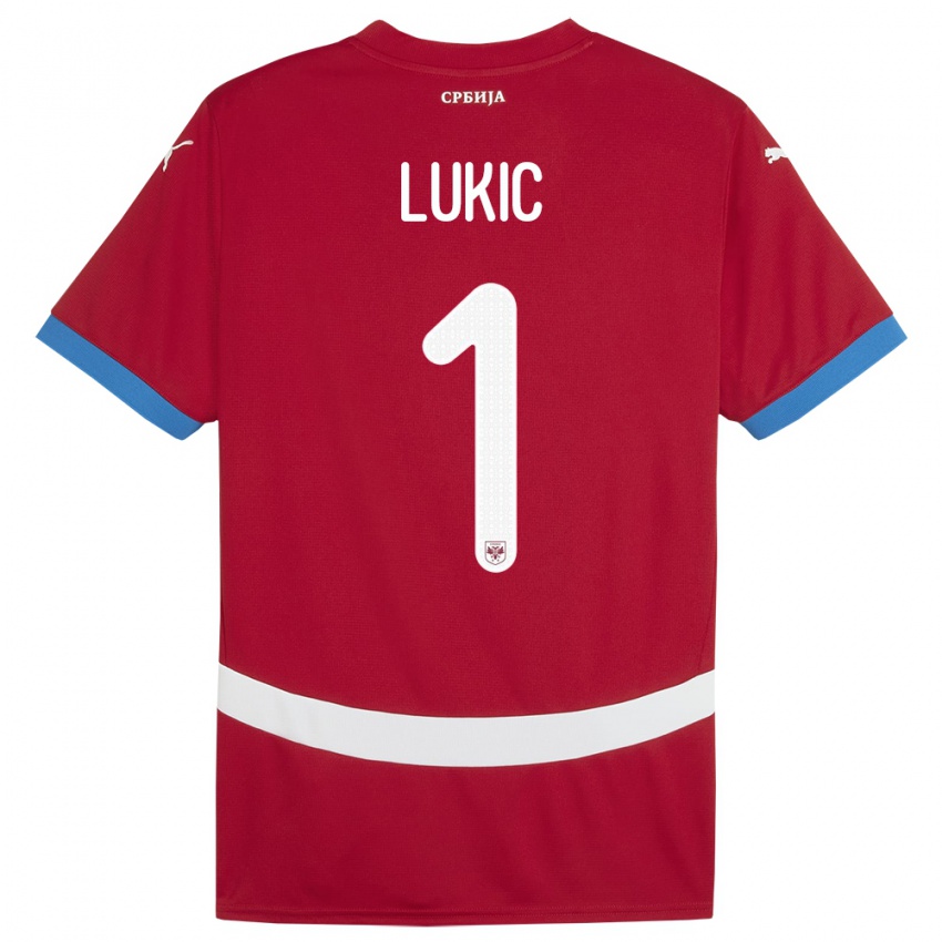 Niño Camiseta Serbia Ognjen Lukic #1 Rojo 1ª Equipación 24-26 La Camisa Perú