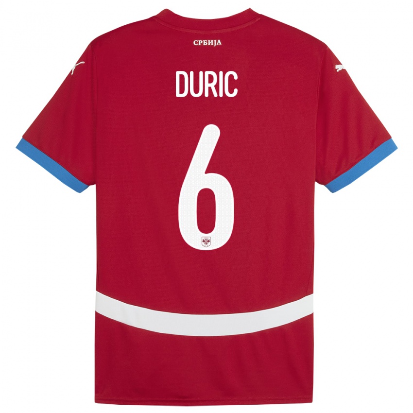 Niño Camiseta Serbia Andrej Duric #6 Rojo 1ª Equipación 24-26 La Camisa Perú