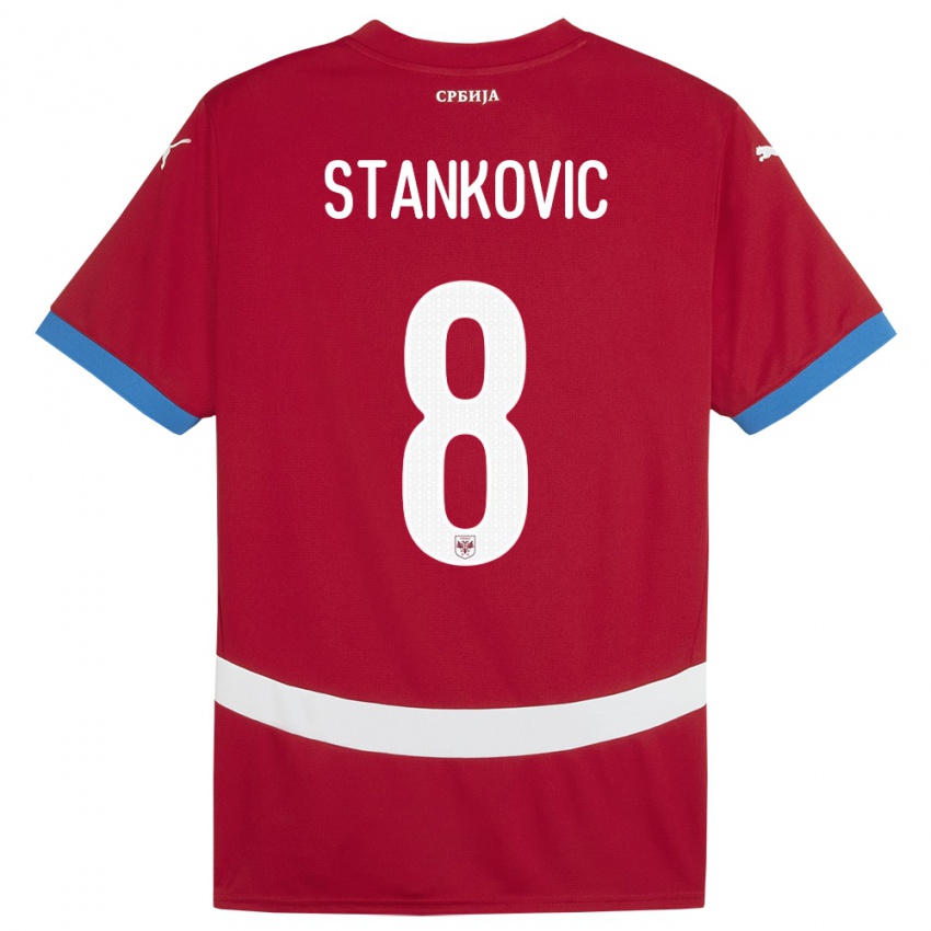 Niño Camiseta Serbia Nikola Stankovic #8 Rojo 1ª Equipación 24-26 La Camisa Perú